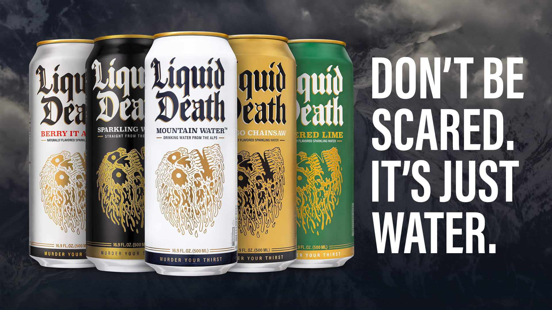 Campagne de communication Liquid Death "Don't be scared. It's just water."