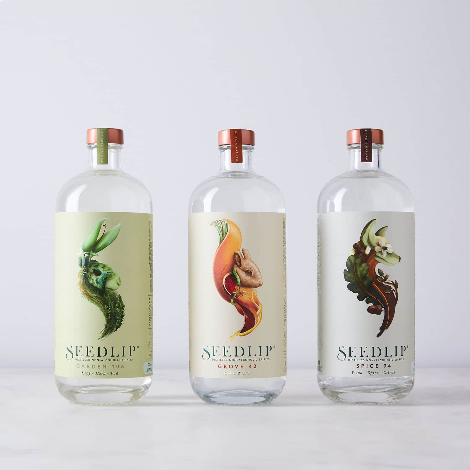Packaging design des 3 bouteilles Seedlip